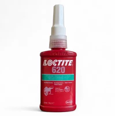 A product shot of a bottle of Loctite 620.