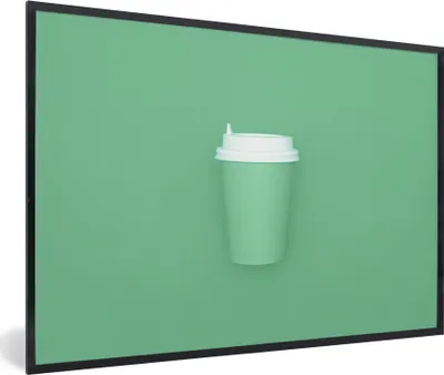 Produktbild von MuchoWow® MuchoWow® Gerahmtes Poster Mintgrüner Kaffeebecher 30x20 cm - Poster mit zchwarzem Bilderrahmen - Kunstdruck - Bild-Poster