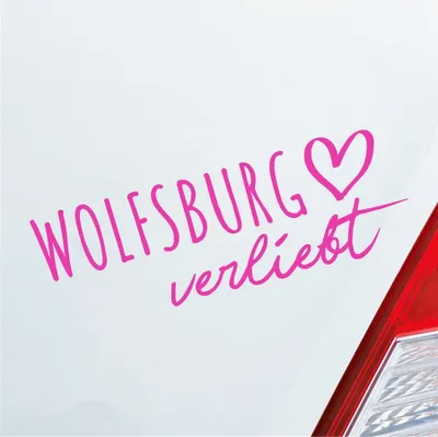 Produktbild von Auto Aufkleber Wolfsburg verliebt Herz Stadt Heimat Liebe Car 19x7 cm Pink Sticker Heckscheibenaufkleber