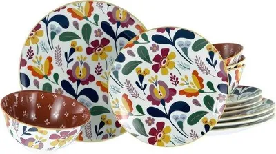 Immagine prodotto di Set di stoviglie Famanu, 12 pezzi per 4 persone, in elegante porcellana con design scandinavo