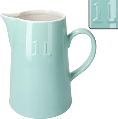 Produktbild von Krug Emilia Mint 1L Steingut grün-creme Milchkanne mit Henkel Karaffe