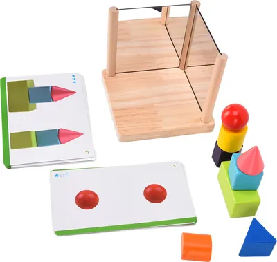 Image de Jouet de construction miroir en bois pour enfants, éducatif pour l'entraînement de la pensée logique spatiale