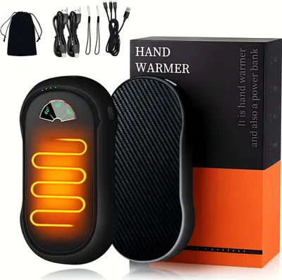 Produktbild von Handwärmer 2er Set, 10000mAh tragbarer elektrischer Taschenhandwärmer, wiederverwendbar, 3 Heizstufen einstellbar Hand Wärmer