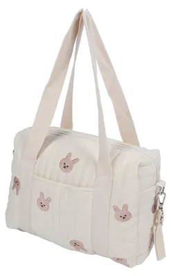 Imagen del producto de Bolsa cambiadora multifuncional - Bolsa de algodón - Compartimento con cremallera - Resistente - Bolsa de almacenamiento - Ideal para el Día de la Madre - Bolsa para cochecito
