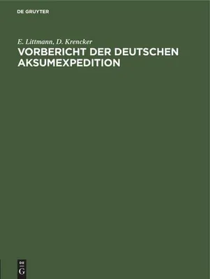 Produktbild von Vorbericht der Deutschen Aksumexpedition
