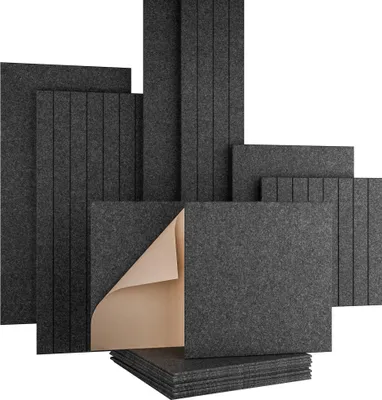 Produktbild von AKUSTIKO Akustikpaneele Selbstklebend 60x60cm - 4 Stück Graphit Akustik Wandpaneele Schallschutz & Raumakustik Panels Filz 9mm Hexim Decken- & Wandverkleidung Deckenplatte Dämmung (1.44m²)