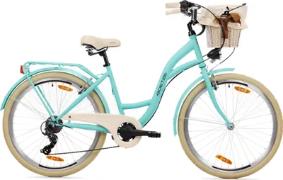 Obrázok produktu pre Dámsky mestský bicykel Goetze Mood 26" – 6 rýchlostí, oceľový rám 17", LED osvetlenie, košík