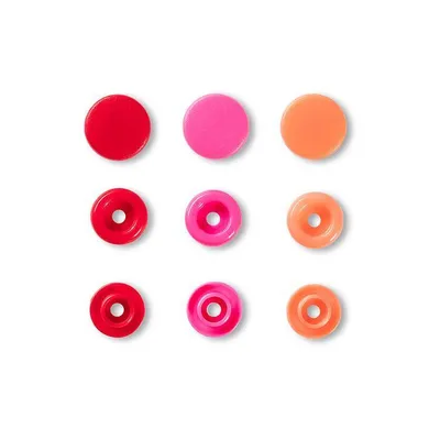Produktbild von Prym 393002, Nieten-Druckknopf-Verschluss, Kunststoff, Polyoxymethylen (POM), Rot, Matte, Rund, 1,24 cm