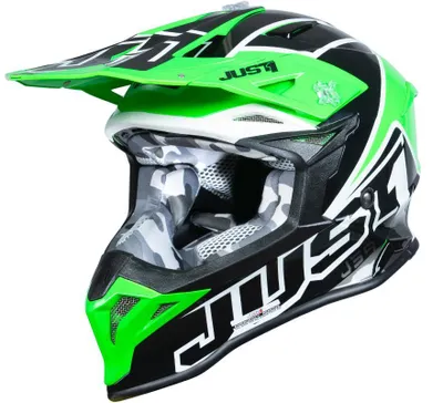 Produktbild von JUST1 J39 THRUSTER Helm schwarz grün fluoreszierend weiß glänzend XL