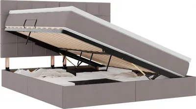 Produktbild von vidaXL LED-Speicherbett mit Matratze Taupe 160 x 200 cm Stoff