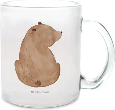 Produktbild von Mr. & Mrs. Panda Pott Bär Schulterblick - Transparent - Geschenk, Bären, Selbstachtung, Weisheit, Teeglas, Tee Tasse, Motivation, Weltansicht, Trinkglas, Teddy, Teetasse