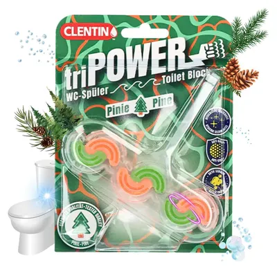 Produktbild von CLENTIN WC Stein Duftspüler 12 St x 45g Pinie / WC Reiniger 1.800 Spülgänge