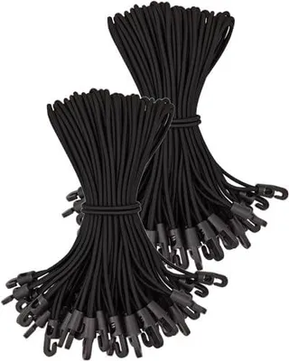 Produktbild von Spanngummi mit Haken 100 Stück - Expander mit Haken 25 cm - Multifunktional Planenspanner Gummispanner mit Haken für Camping Planen, Anhängerplane, Poolabdeckung (Schwarz)