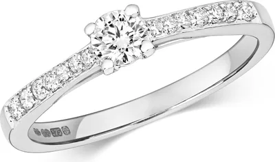 Produktbild von Funkelndes Feuer 9 Karat (375) Weißgold Solitär Verlobung Diamant Damenring Brillant-Schliff 0.32 Karat H - I1, 54 (17.2); TRS321259KWRSN