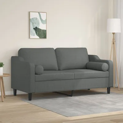 Produktbild von Cloris DesignMöbel 2-Sitzer-Sofa mit Zierkissen Dunkelgrau 140 cm Stoff , Schlafsofas 2024 Neu