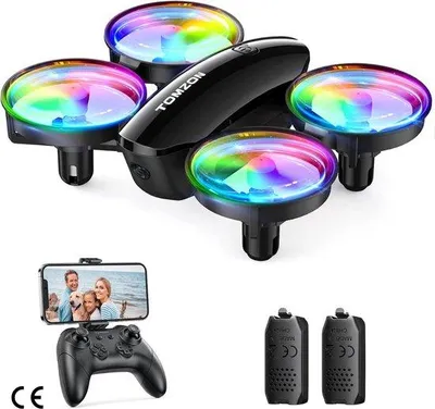 Immagine prodotto di Il drone più piccolo con fotocamera 1080p, LED, protezione a 360°, giocattolo da interni