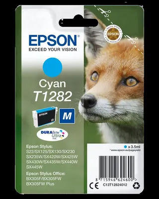 Produktbild von Epson Fox T1282 Fuchs DURABrite Ultra Single Cyan Tinte, Cyan, 3,5 ml, 1 Stück(e), 260 Seiten