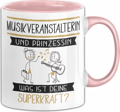 Produktbild von Musikveranstalterin Und Prinzessin Tasse Geschenk Für Eine Musikveranstalterin Geburtstag Was Ist Deine Superkraft (Rosa)