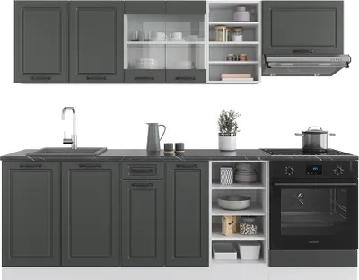 Immagine prodotto di Cucina componibile Vicco R-Line Antracite rustico/bianco 240 cm , PL Antracite, Model 42149