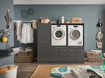 Produktbild von Waschmaschinenumbauschrank >LAUNDREEZY< in anthrazit - 185x162x67,5 (BxHxT)