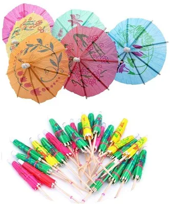 Produktbild von Tropische Cocktailparaplu's - Papieren Drankparaplu's - Baraccessoires - 24er Set - 10 cm x 8 cm - Papier - Kleurrijk - Feestdecoraties