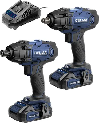 Zdjęcie produktu dla Zestaw CELMA Professional Klucz udarowy WDK-Li 18OBS + Zakrętarka udarowa WDZ-Li 18OBS + 2xAku2Ah + 1xŁad