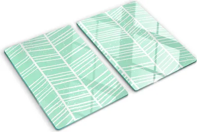 Produktbild von Tulup Glas Herdabdeckplatte - 2x40x52 cm - Glaskeramikkochfeld-Abdeckung Spritzschutz Glasabdeckplatte Kochplattenabdeckung und Schneidebrett - Zweiteilig - Sonstige - Fischgrätenmuster - Grün
