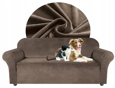 Produktbild von Sofabezug 2 Sitzer 145-185cm - Braun - Samt - Stretch Couchbezug - mit Schaumstoff-Stäben