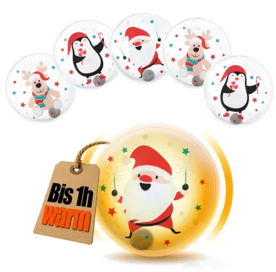 Produktbild von com-four® 6x Taschenwärmer wiederverwendbar, weihnachtliche Handwärmer