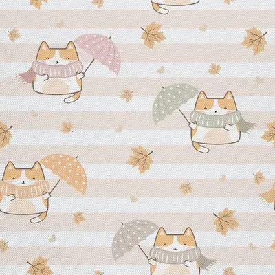 Produktbild von OUTDOOR DEKOSTOFFE OXFORD - Motiv Katze mit Regenschirm