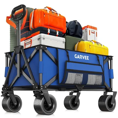 Produktbild von Faltbarer Strandwagen - Camping Bollerwagen - Schwerlast Transportwagen - 600D Oxfordgewebe - Mit Rädern Und Griff - Für Garten Strand Picknick - Blau