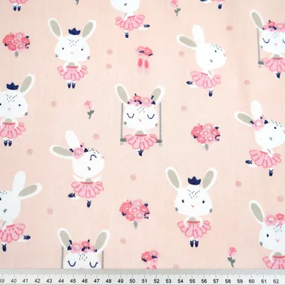 Produktbild von Baumwolle 100% Kaninchen auf Schaukeln auf aprikosenfarbenem Hintergrund
