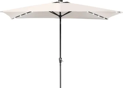 Produktbild von Hengda Sonnenschirm Rechteckig,Kurbel Knickbar Eisen Balkonschirm Marktschirm,neigbar,2 x 3m,LED,Beige