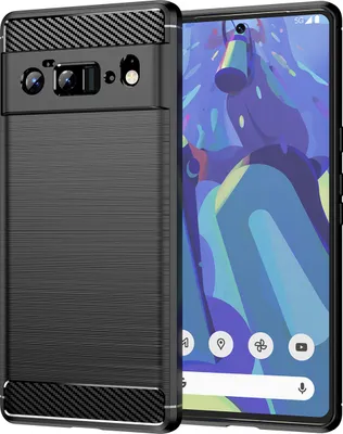 Produktbild von Google Pixel 6 Pro Hülle, Carbon-Faser TPU Silikon Stoßfest Schutzhülle für Google Pixel 6 Pro Schwarz