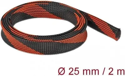 Produktbild von DELOCK Geflechtschlauch dehnbar 2 m x 25 mm schwarz-rot
