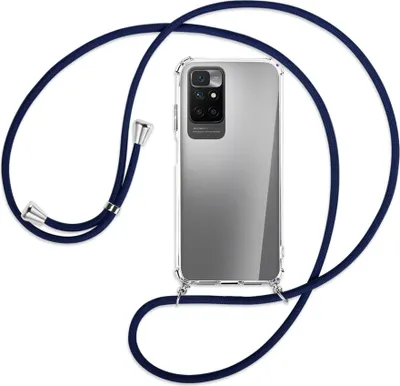 Produktbild von Handykette Backcover-Schutzhülle mit Band (Metall silberfarben) für Xiaomi Redmi 10 - dunkelblau