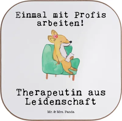 Produktbild von Mr. & Mrs. Panda Tassen Untersetzer Therapeutin Leidenschaft - Weiß - Geschenk, für Gläser, Holzuntersetzer, Tischuntersetzer, Coaster, Glas