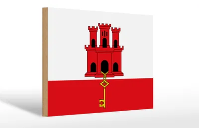 Produktbild von Holzschild Flagge Gibraltars 30x20cm flag of Gibraltar