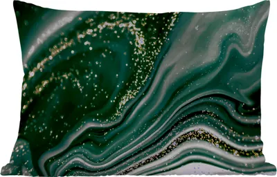 Produktbild von MuchoWow® Outdoor Kissen - Marmoroptik - Gold - Grün - Glitter - Design - Marmor - 60x40 cm - Wetterfest - Lounge Kissen - Zierkissen - Kissen für Innenräume