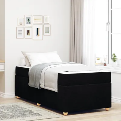 Produktbild von vidaXL Bettrahmen mit Matratze Schwarz 100 x 200 cm Stoff