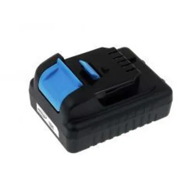 A black and blue battery pack for a power tool, shown against a white background.
