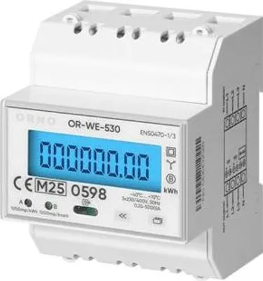 Image de Compteur électrique 3F sur rail DIN triphasé ORNO OR-WE-530 numérique, RS-485, MID