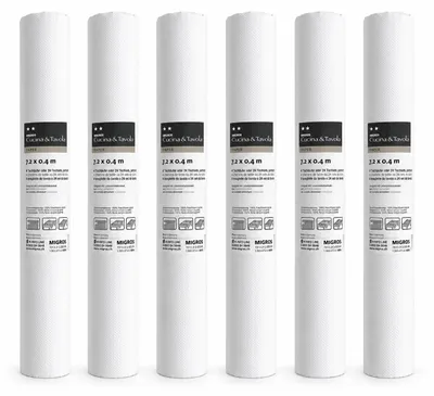 Produktbild von 3-IN-1 ROLL Tischläufer und Tischsets Airlaid – Kariert – 40 x 720 cm – Weiß – 6 Stück