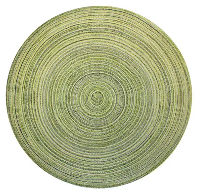 Produktbild von Platzset rund ca. 40 cm Ø waschbar Tischset Untersetzer Bast meliert in Grün Limette