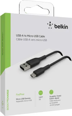 Produktbild von Belkin Micro-USB/USB-A 1m PVC schwarz             CAB005bt1MBK