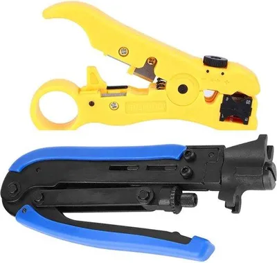 Productafbeelding van Kabelklemset met cirkelvormige snijder - geschikt voor RG59, RG6, RG7, RG11 - 2 stuks.