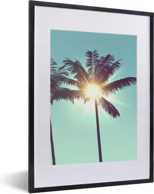 Produktbild von MuchoWow® Gerahmtes Poster Palmen - Sommer - Sonne 30x40 cm - Poster mit Schwarzem Bilderrahmen Wandposter Rahmen Foto Bilder - Wandposter Schlafzimmer