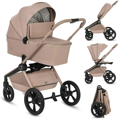 Obrázok produktu pre Lionelo Freya 2v1 kombinovaný kočík s vaničkou a športovou sedačkou, skladací do 22 kg,Polyuretánkolesá, odpruženie, XXL ležadlo – béžová