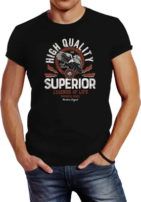 Produktbild von Herren T-Shirt Fashion vintage Print Superior Legends of Life Eagle Slim Fit Neverless® schwarz 5XL