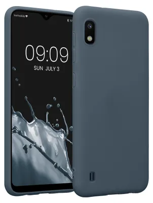 Zdjęcie produktu dla Etui kwmobile do telefonu Samsung Galaxy A10, wykonane z TPU - obudowa telefonu, która obsługuje ładowanie bezprzewodowe, elastyczne etui ochronne, gumowe etui w kolorze ciemnoszarym (szary kamienny)